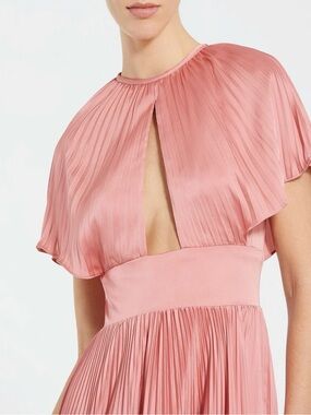 Mac Duggal Rose Pink Pleated Wedding Dress with Capelet